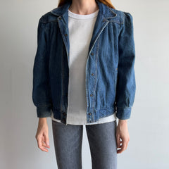 1980s Sergio Valente Flannel Lined Pleated Delightful Denim Jean Jacket