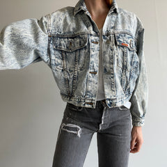 1980s Jordache SUPER RAD ACID WASH CROP TOP Denim Jacket