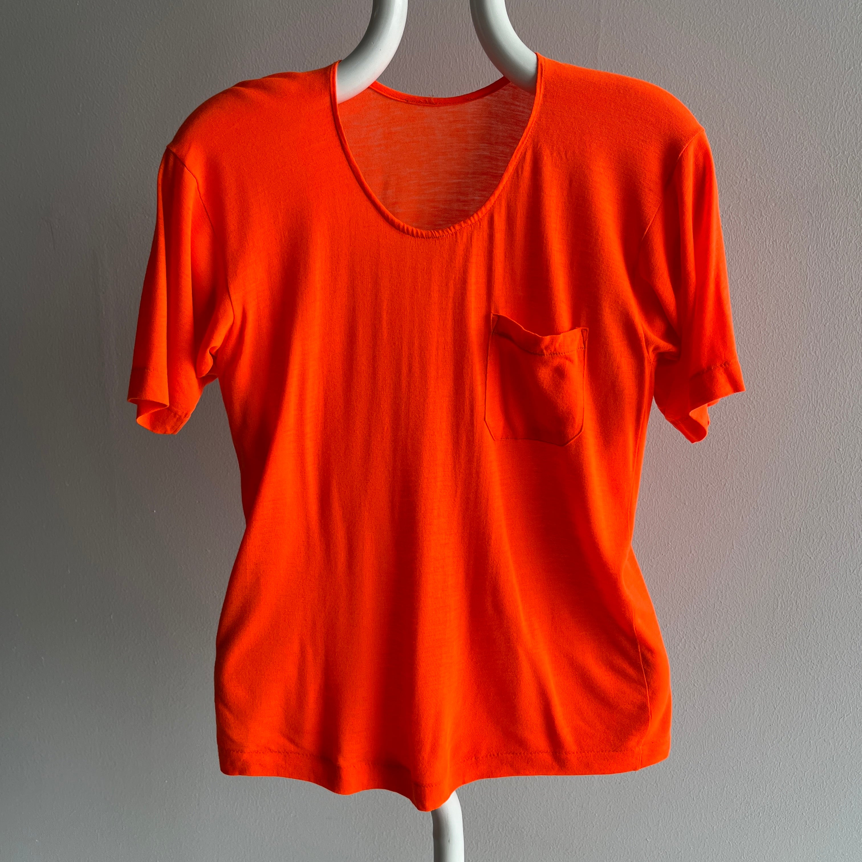 1970/80s SUPER slouchy Hot Neon Orange Pocket T-Shirt