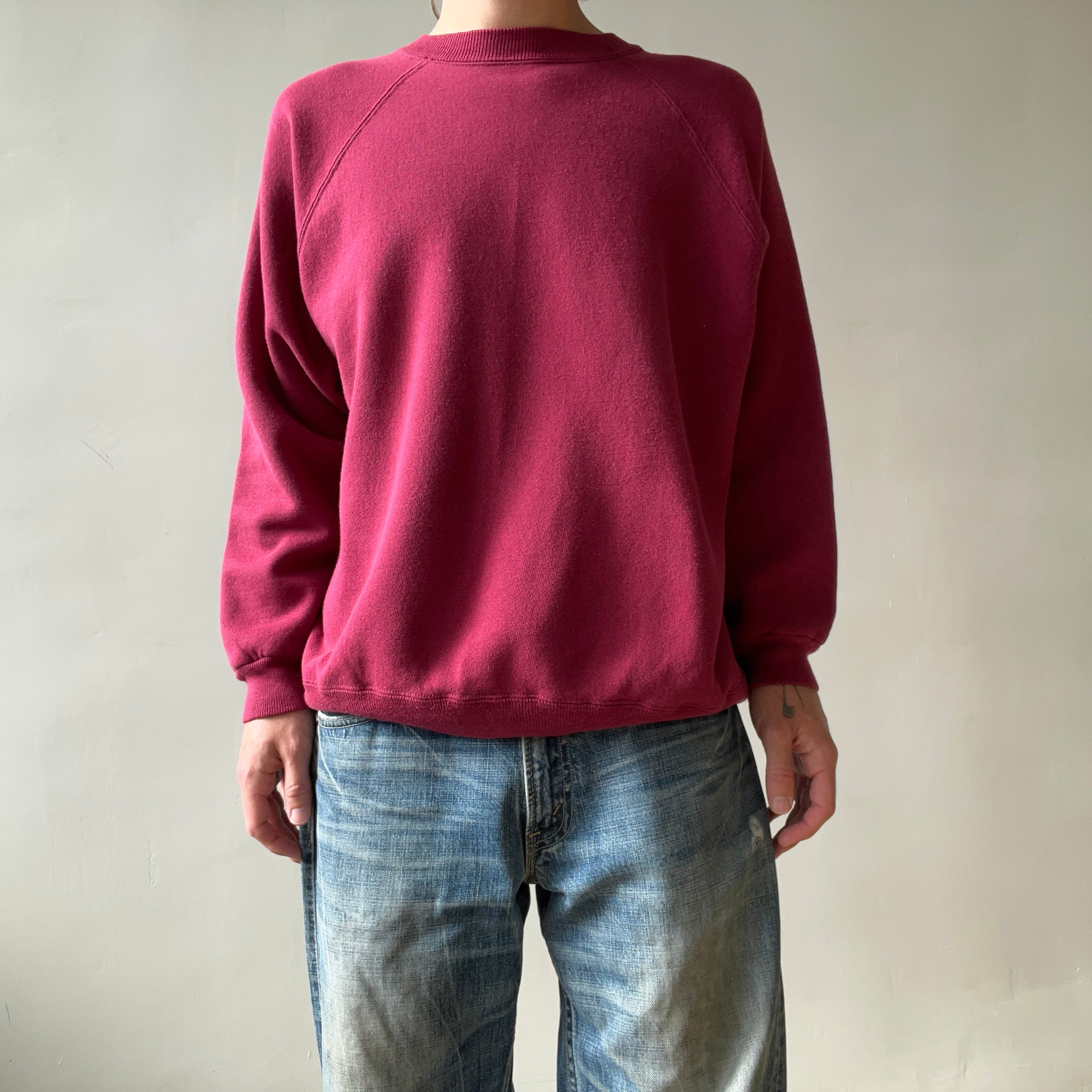 1990s Blank Burgundy Raglan Sweatshirt