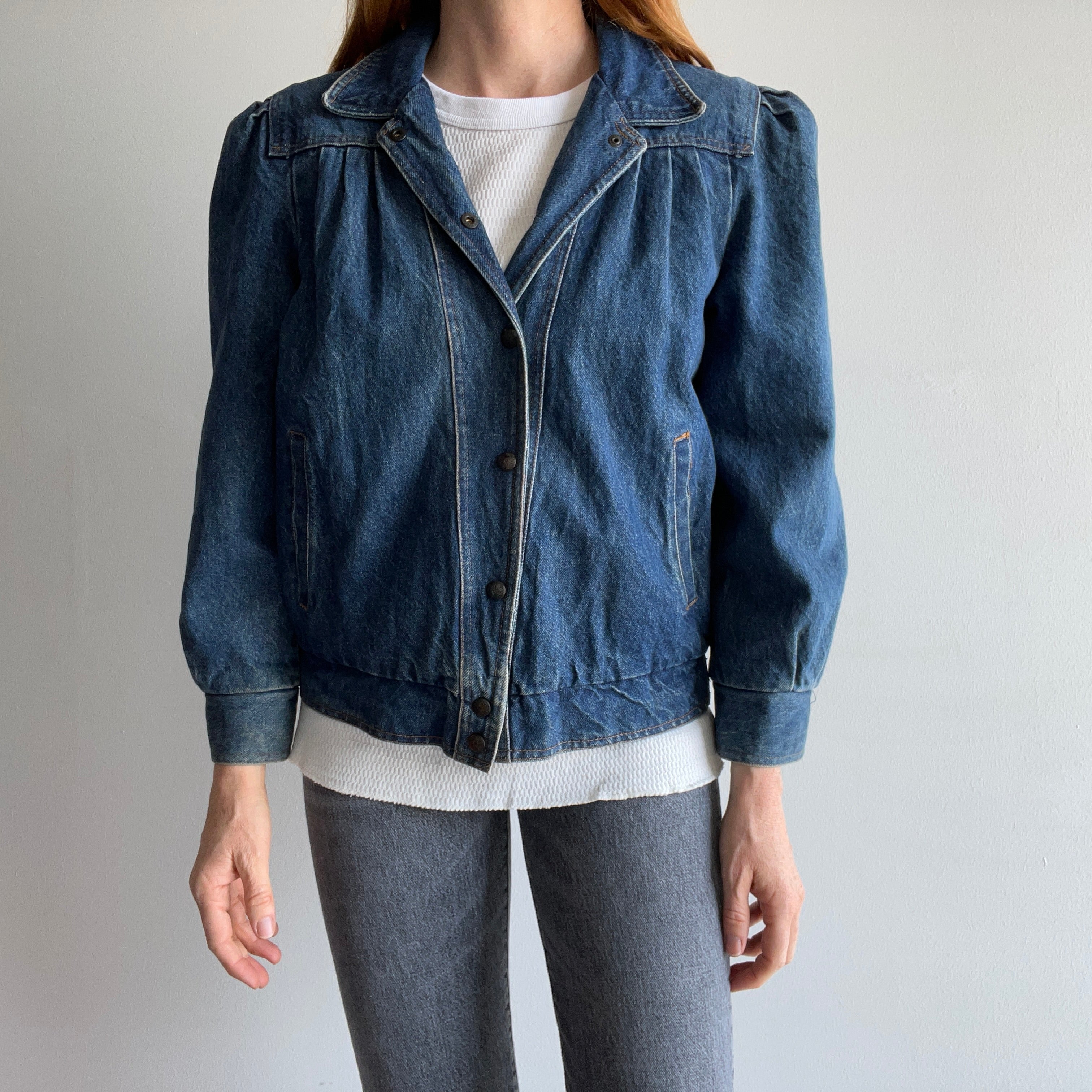 1980s Sergio Valente Flannel Lined Pleated Delightful Denim Jean Jacket