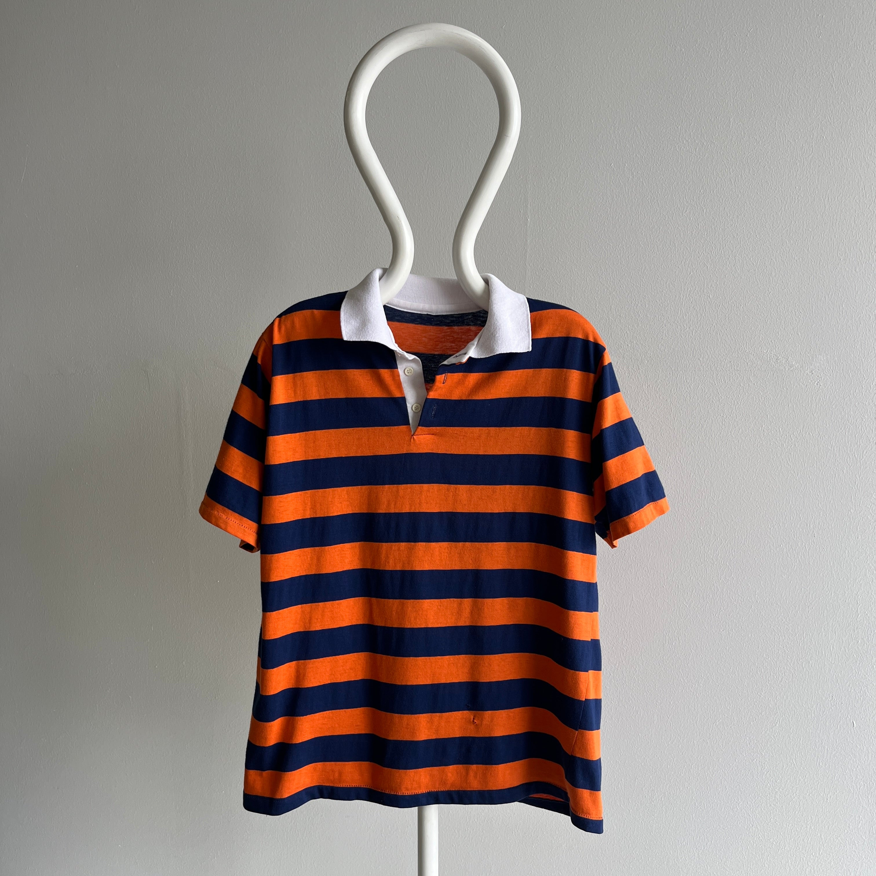 1970/80s Navy and Orange Polo T-Shirt