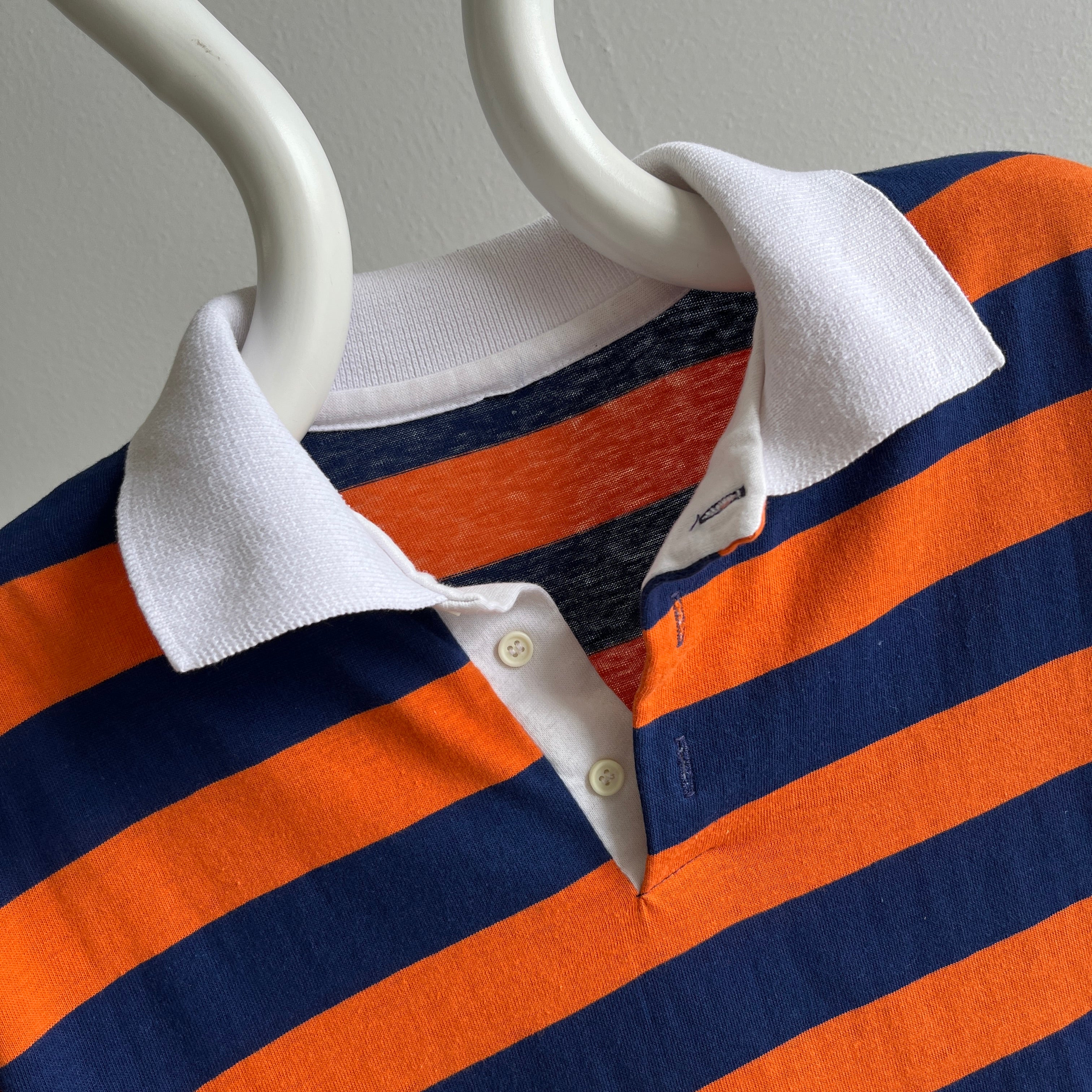 1970/80s Navy and Orange Polo T-Shirt