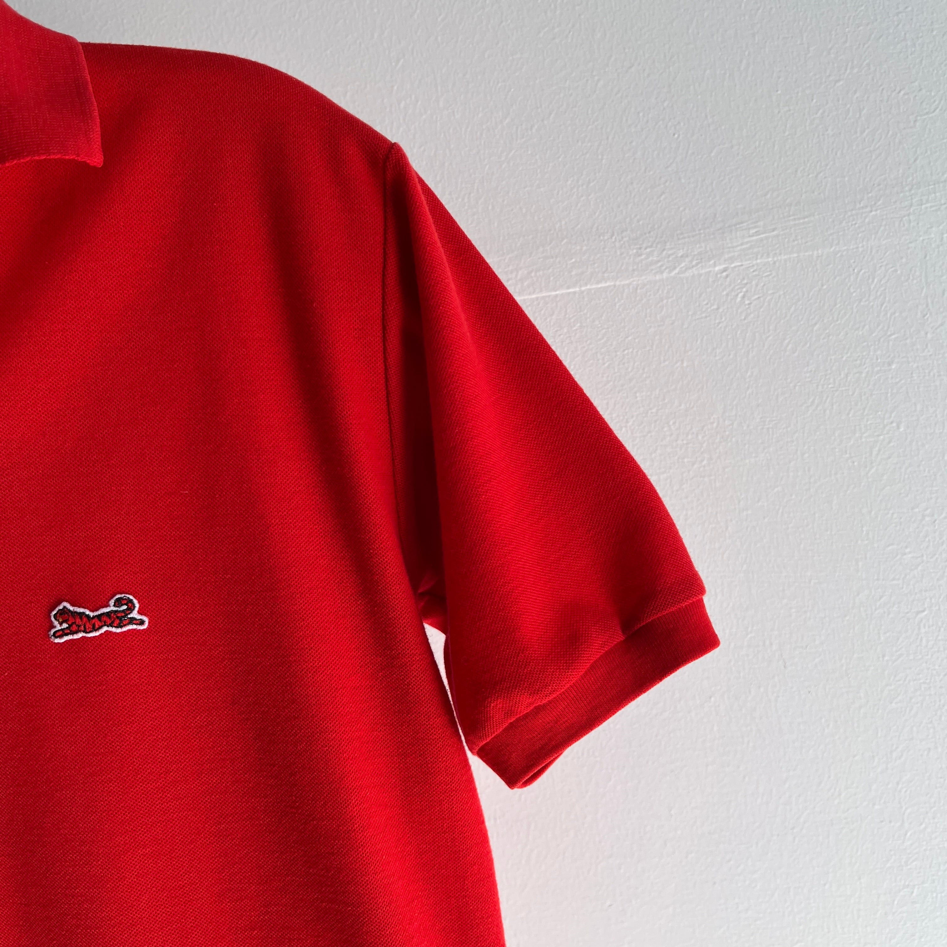 1980s Le Tigre Nail Polish Red Polo Shirt