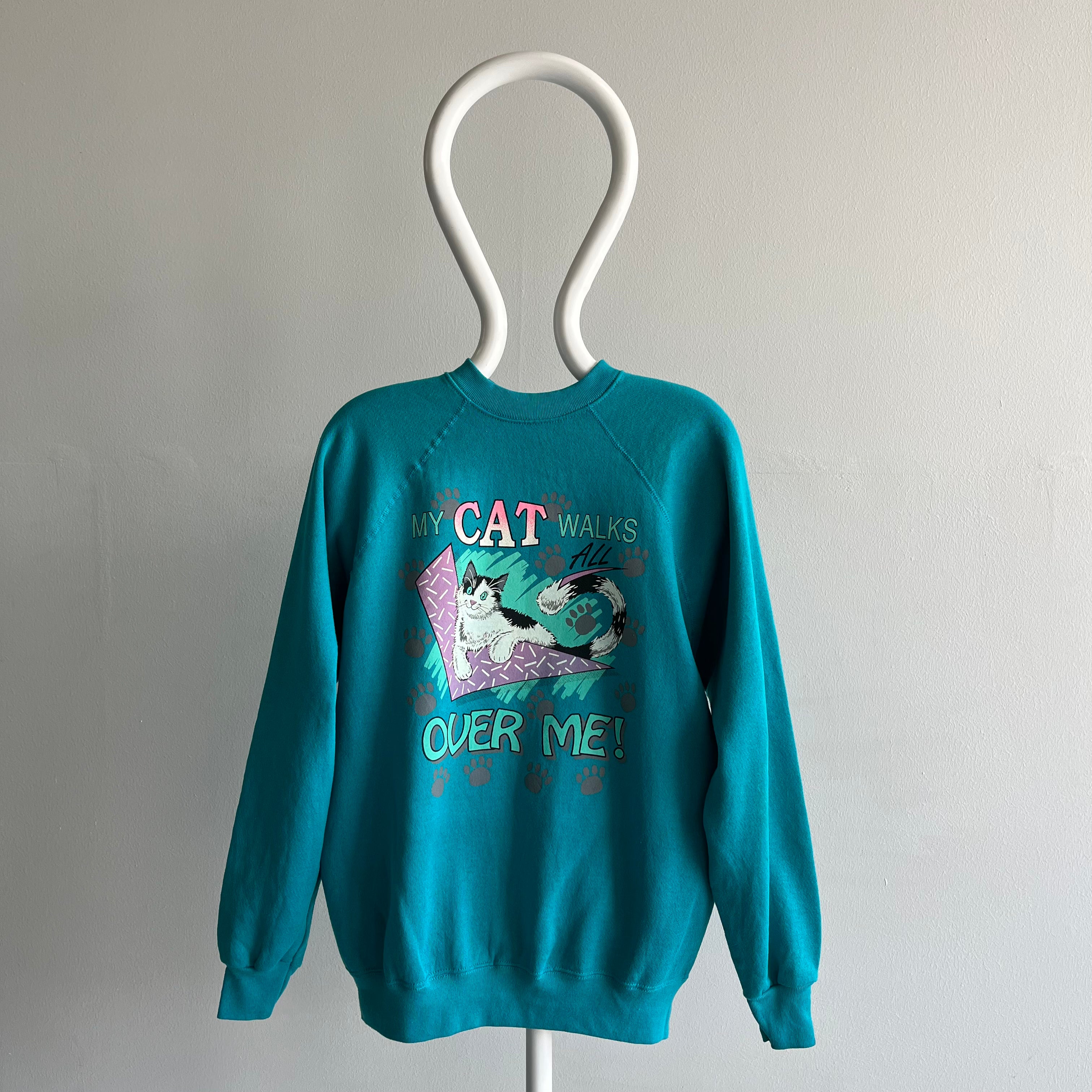 1980s My Cat Walks All Over Me Sweatshirt - Oh My