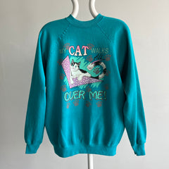 1980s My Cat Walks All Over Me Sweatshirt - Oh My