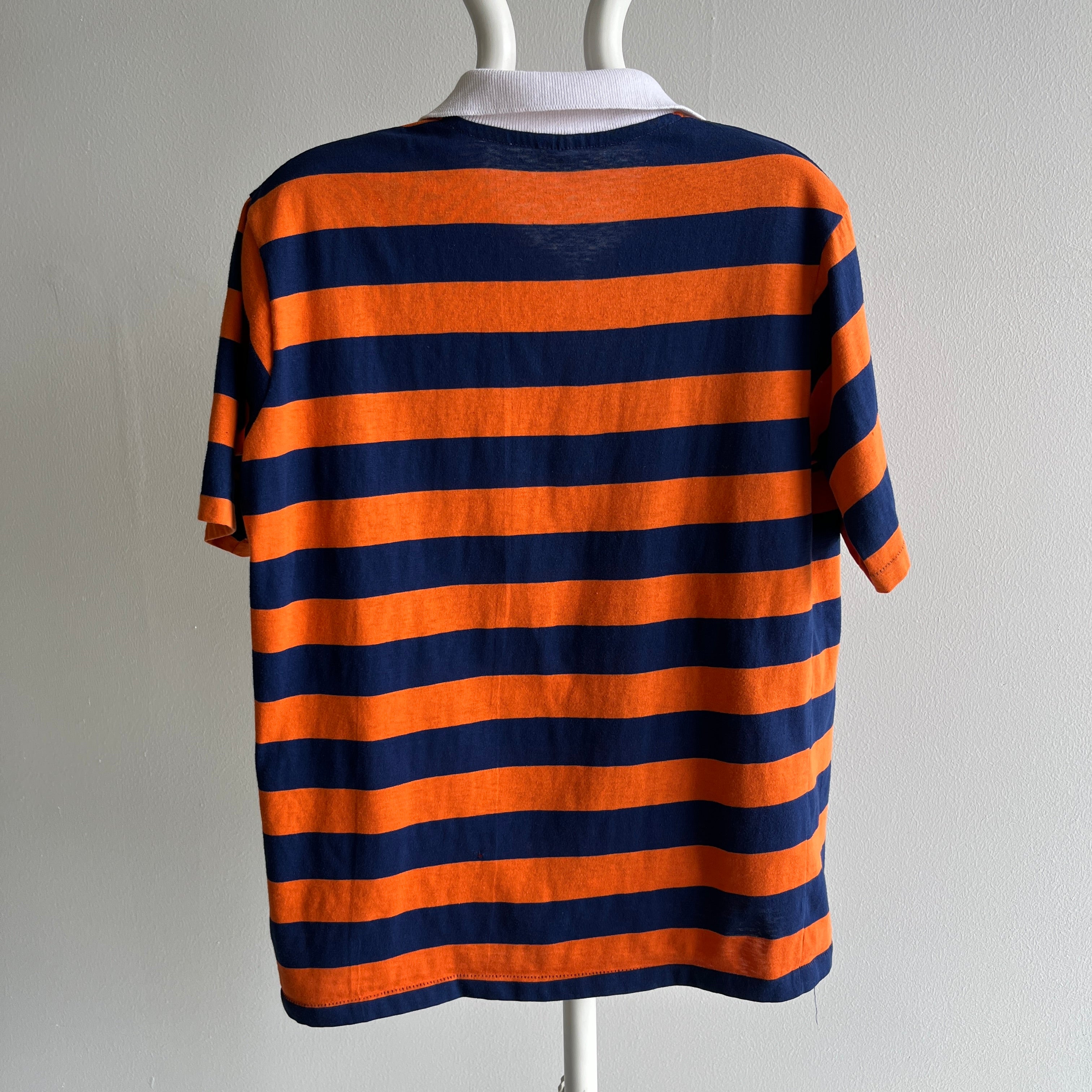 1970/80s Navy and Orange Polo T-Shirt