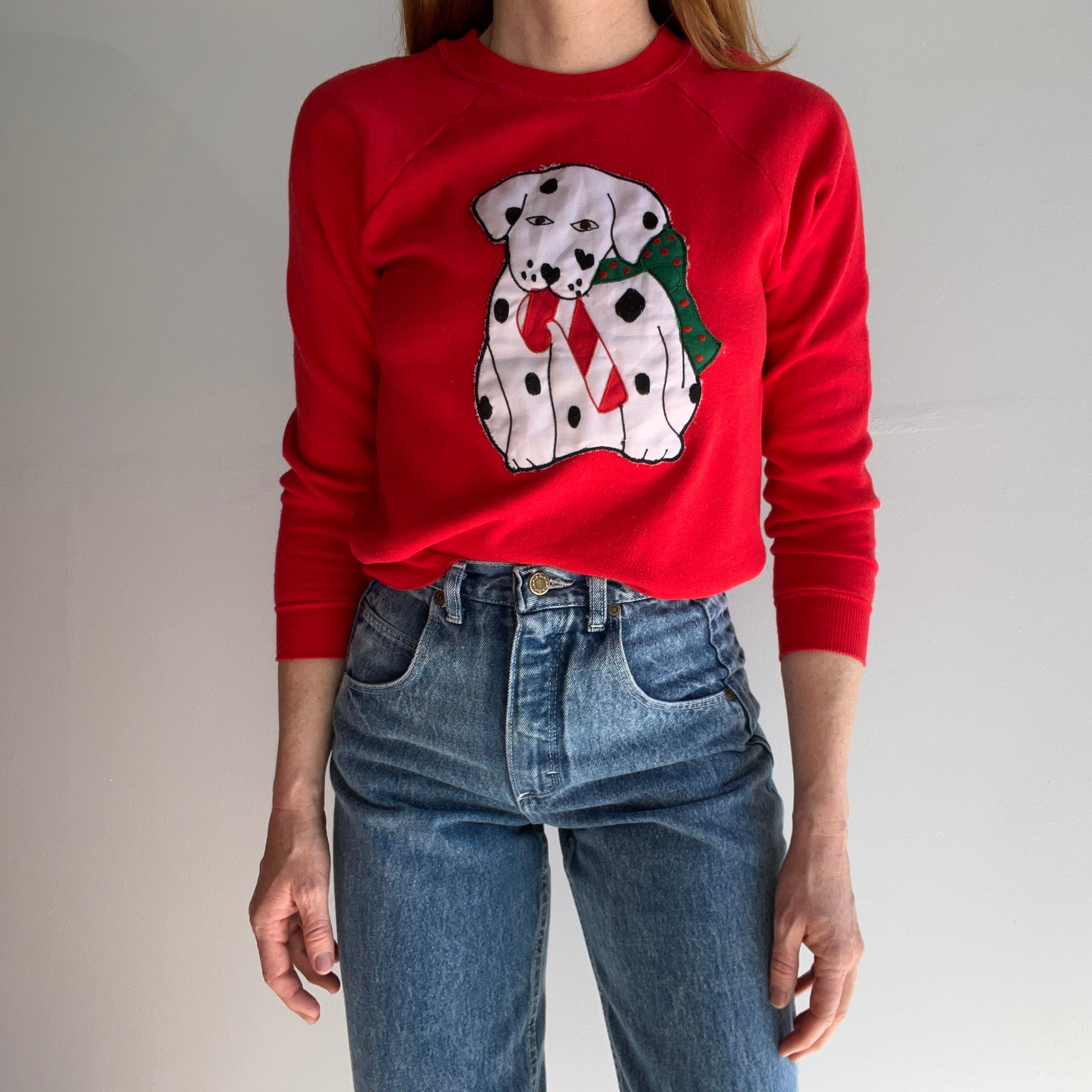 1980s Dalmatian Puppy and a Candy Cane Sweatshirt