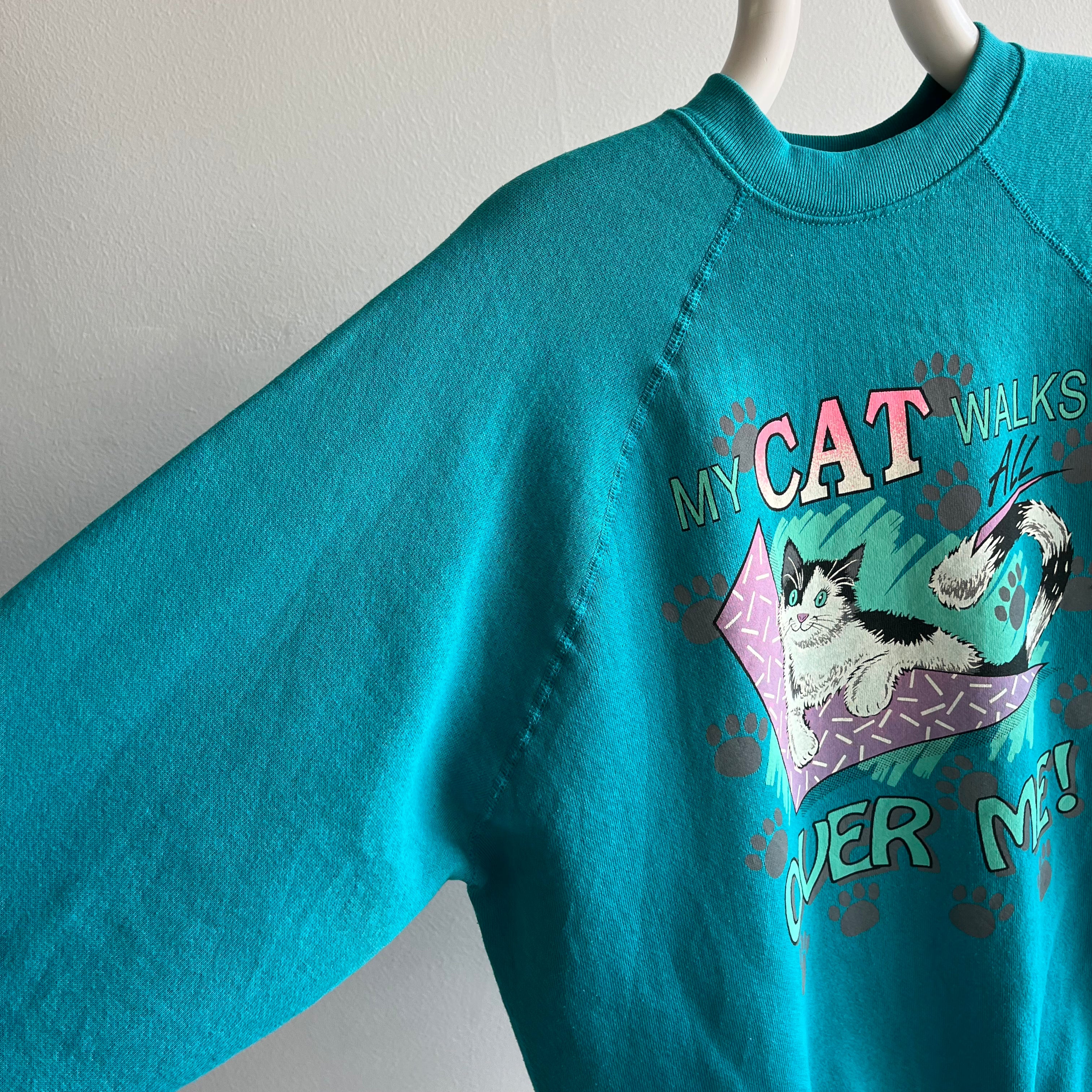 1980s My Cat Walks All Over Me Sweatshirt - Oh My