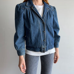 1980s Sergio Valente Flannel Lined Pleated Delightful Denim Jean Jacket