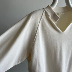 1970/80s Light Ecru/Off White Cut Neck Raglan - So Soft