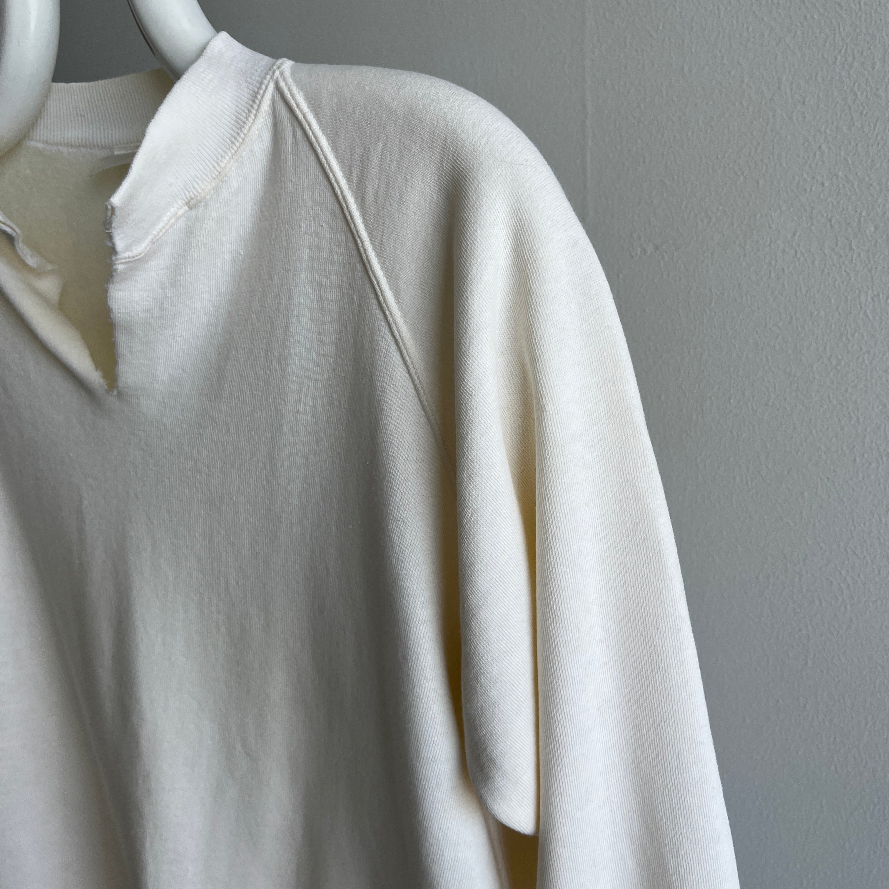 1970/80s Light Ecru/Off White Cut Neck Raglan - So Soft