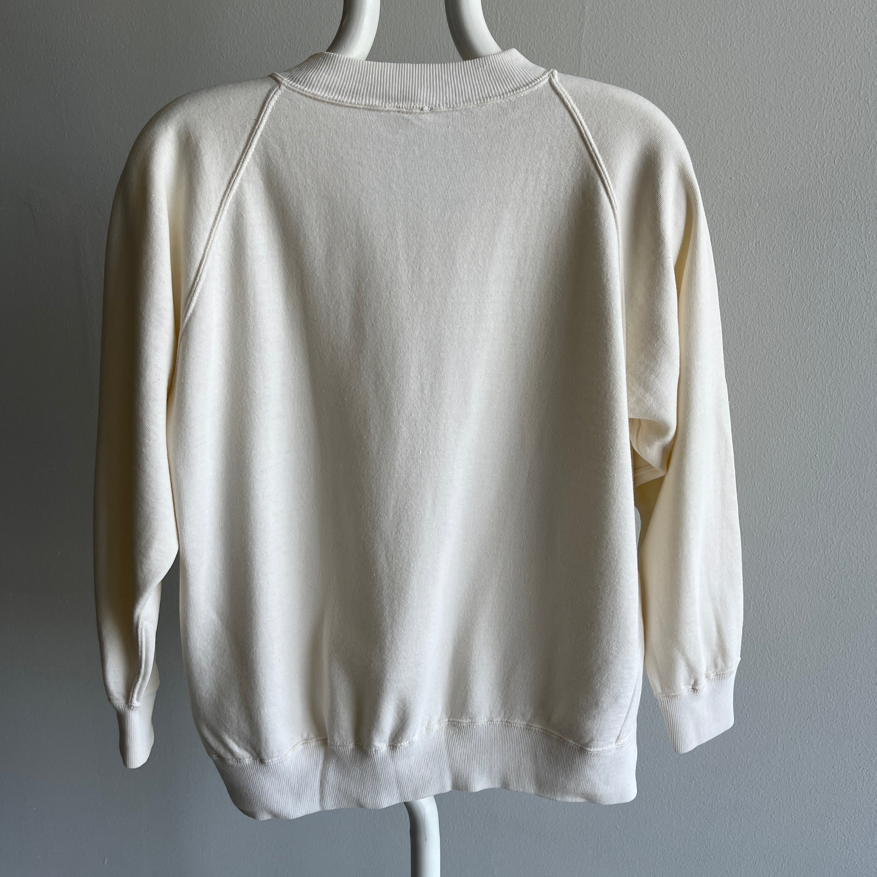 1970/80s Light Ecru/Off White Cut Neck Raglan - So Soft