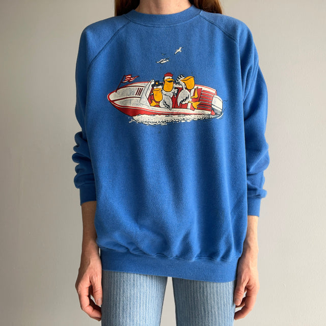 1980s Pelicans on a Speedboat Sweatshirt