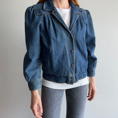 1980s Sergio Valente Flannel Lined Pleated Delightful Denim Jean Jacket