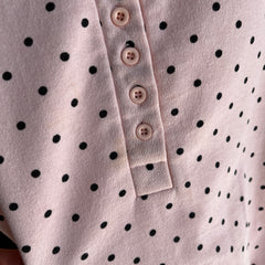 1980s Faded Salmon Polka Dot Henley Sweatshirt