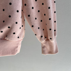 1980s Faded Salmon Polka Dot Henley Sweatshirt