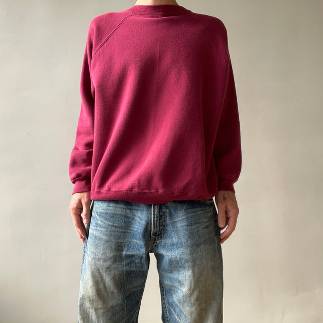 1990s Blank Burgundy Raglan Sweatshirt