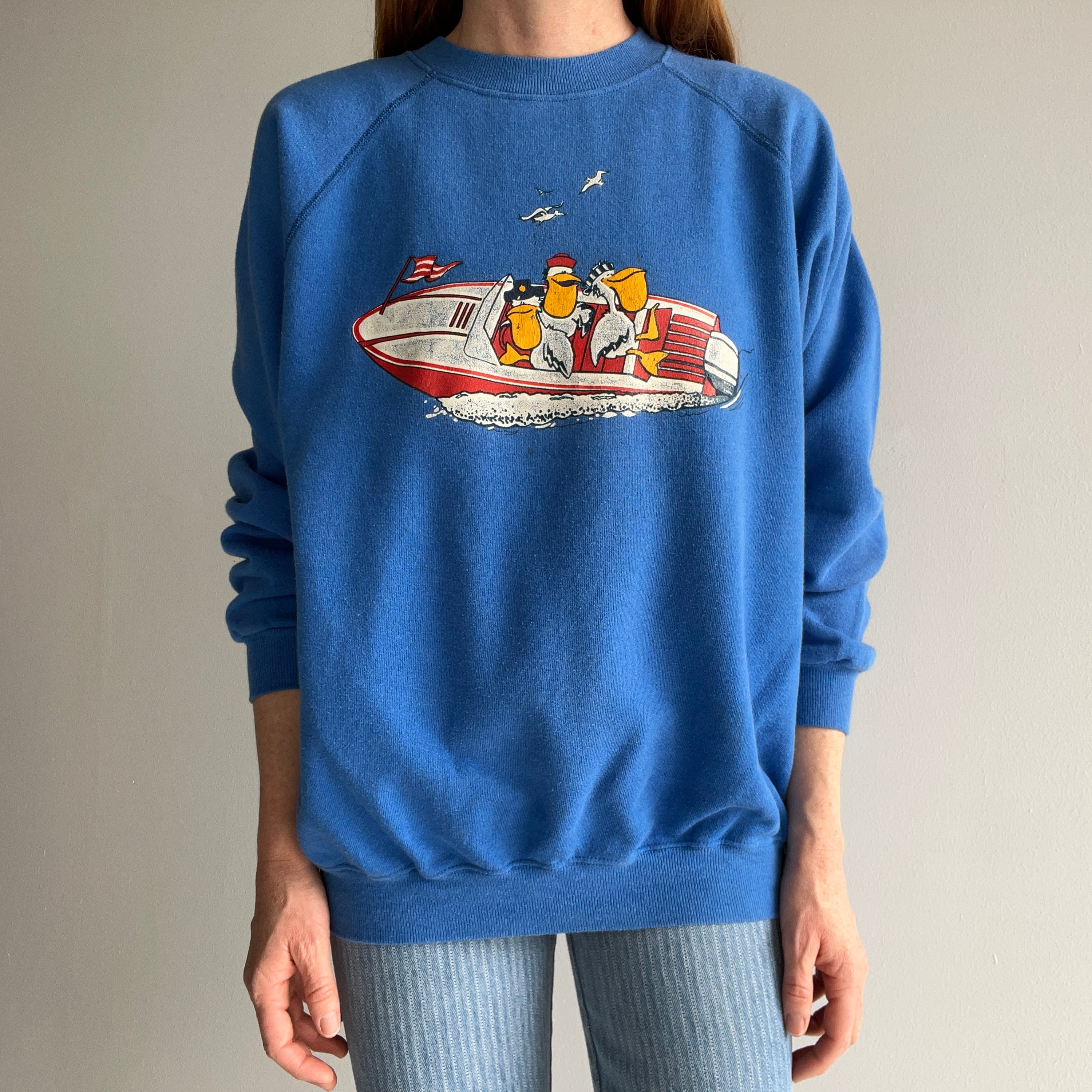 1980s Pelicans on a Speedboat Sweatshirt