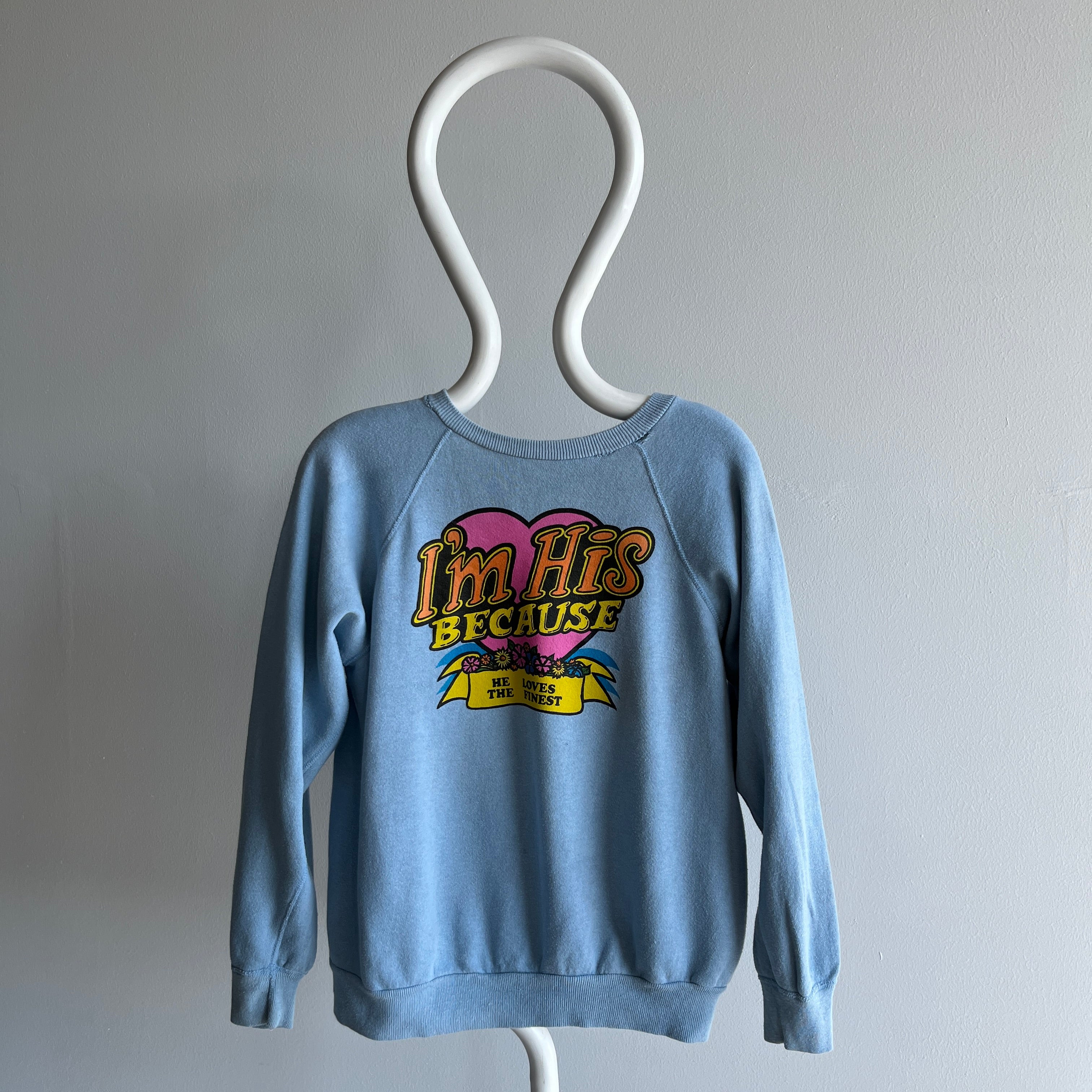 1970s Super Cheesy Couples Sweatshirt with Stains and Holes