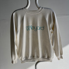 1970s Martha's Vineyard Nicely Age Stained Sweatshirt - Ecru Color