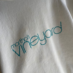 1970s Martha's Vineyard Nicely Age Stained Sweatshirt - Ecru Color