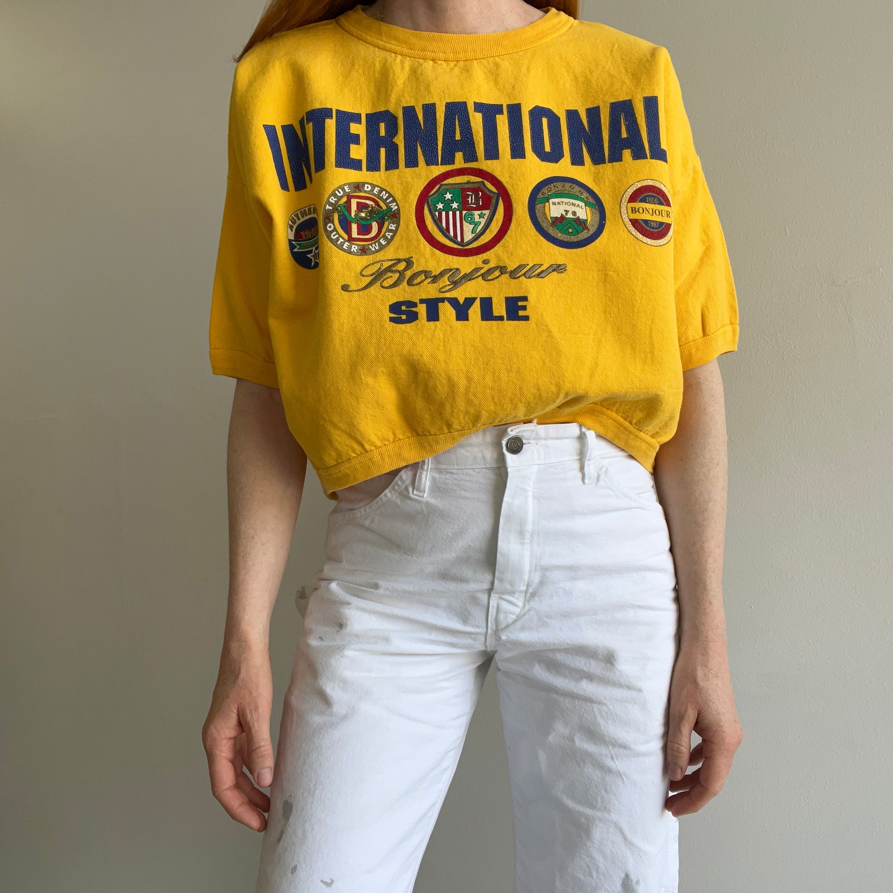1980s Bonjour Brand Epic Graphic Sweatshirt/Shirt/Cotton/Crop
