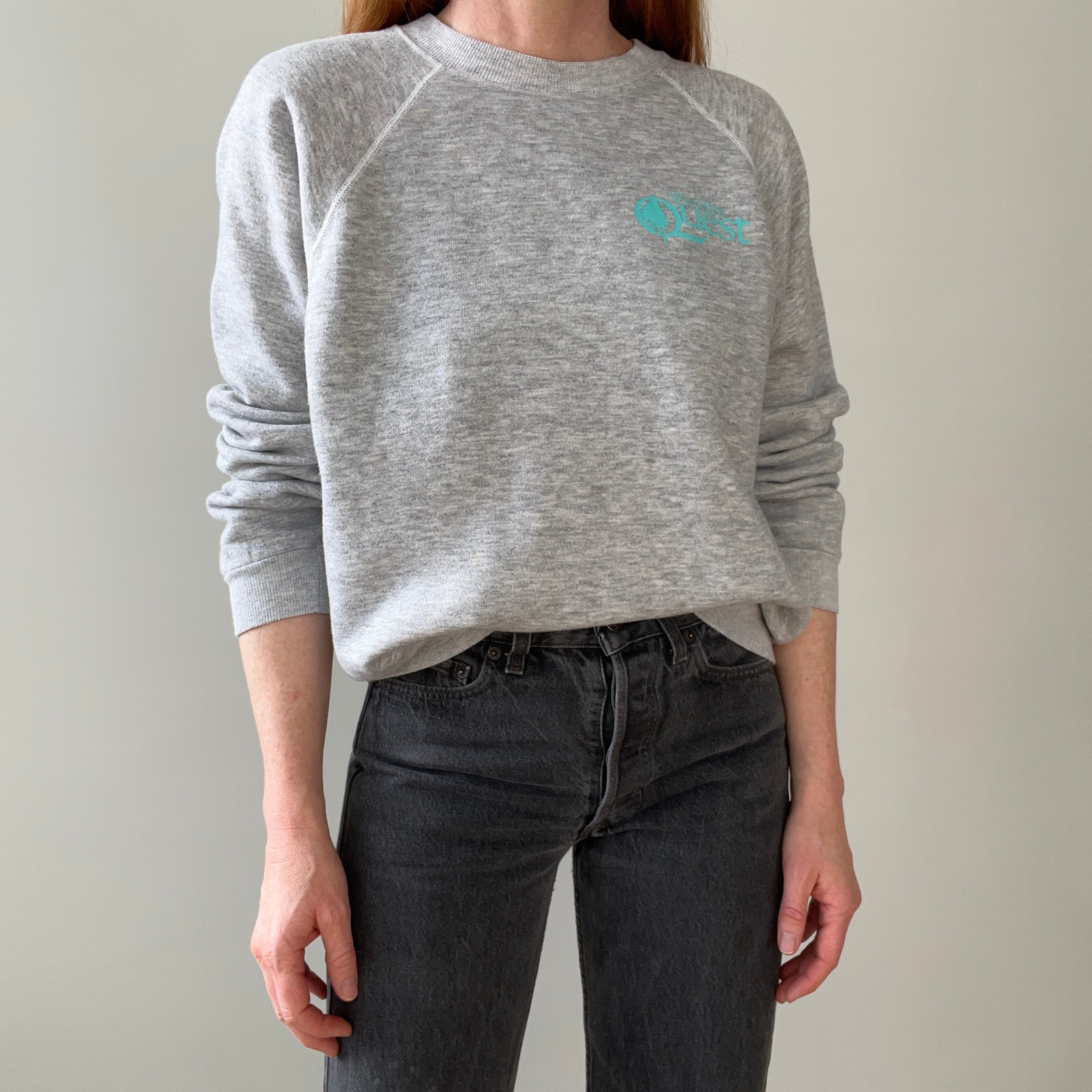 1980s Wycliffe's Quest Gray Raglan (The Perfect Cut) Sweatshirt