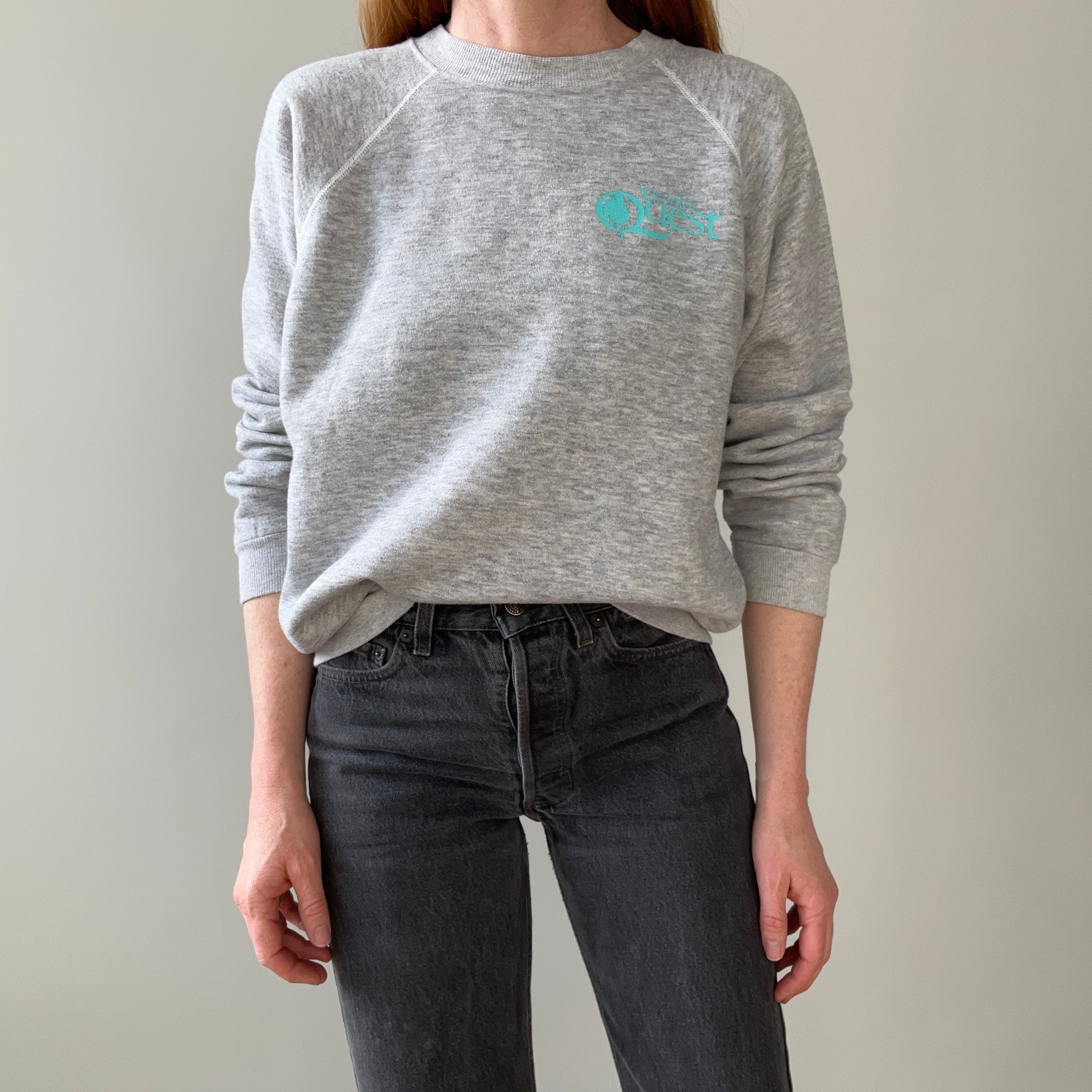 1980s Wycliffe's Quest Gray Raglan (The Perfect Cut) Sweatshirt