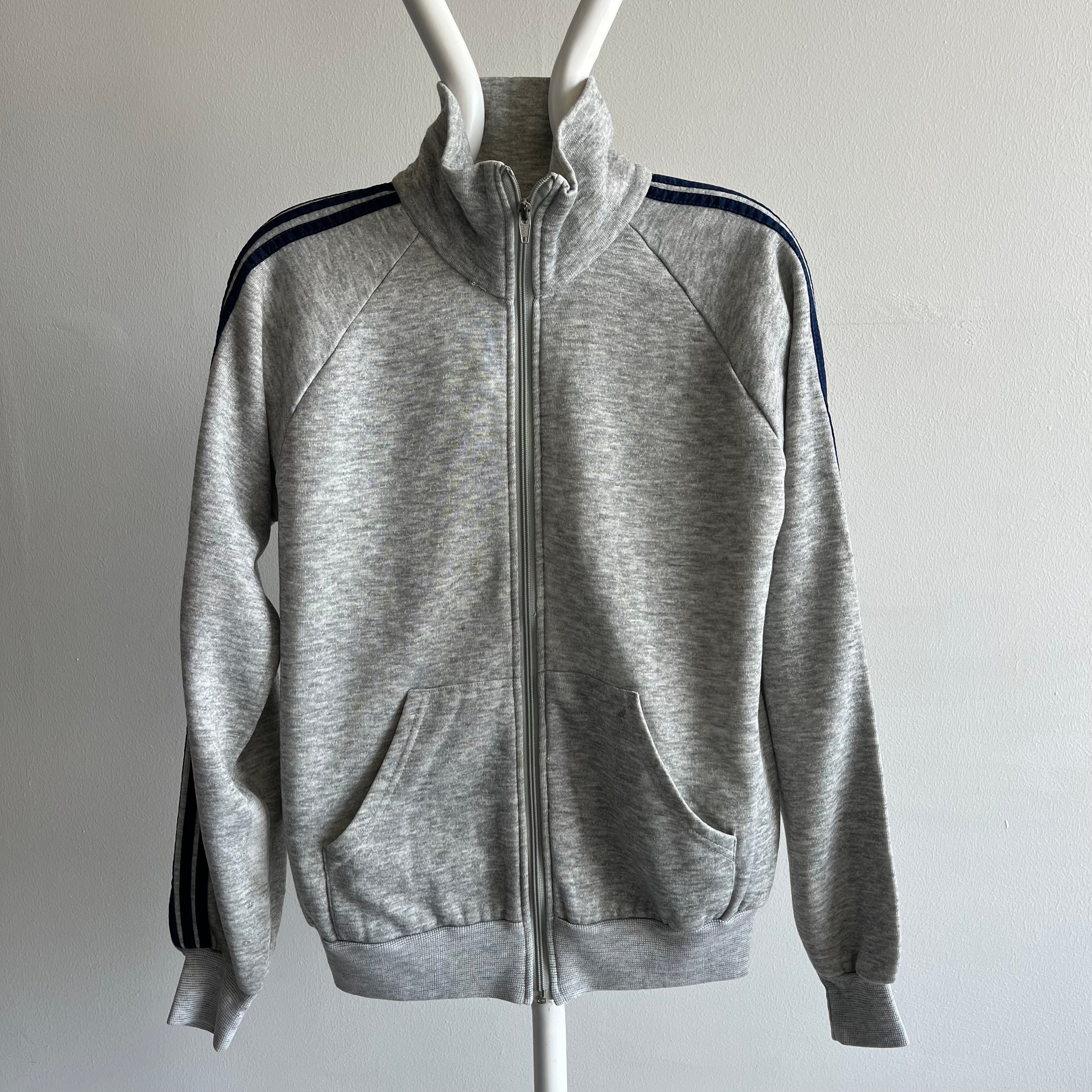 1980s Triple Stripe Mock Neck Zip Up by Bassett Walker