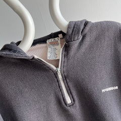 1980s McGregor 1/4 Zip Faded Black Insulated Hoodie - The First I've Ever Spotted!