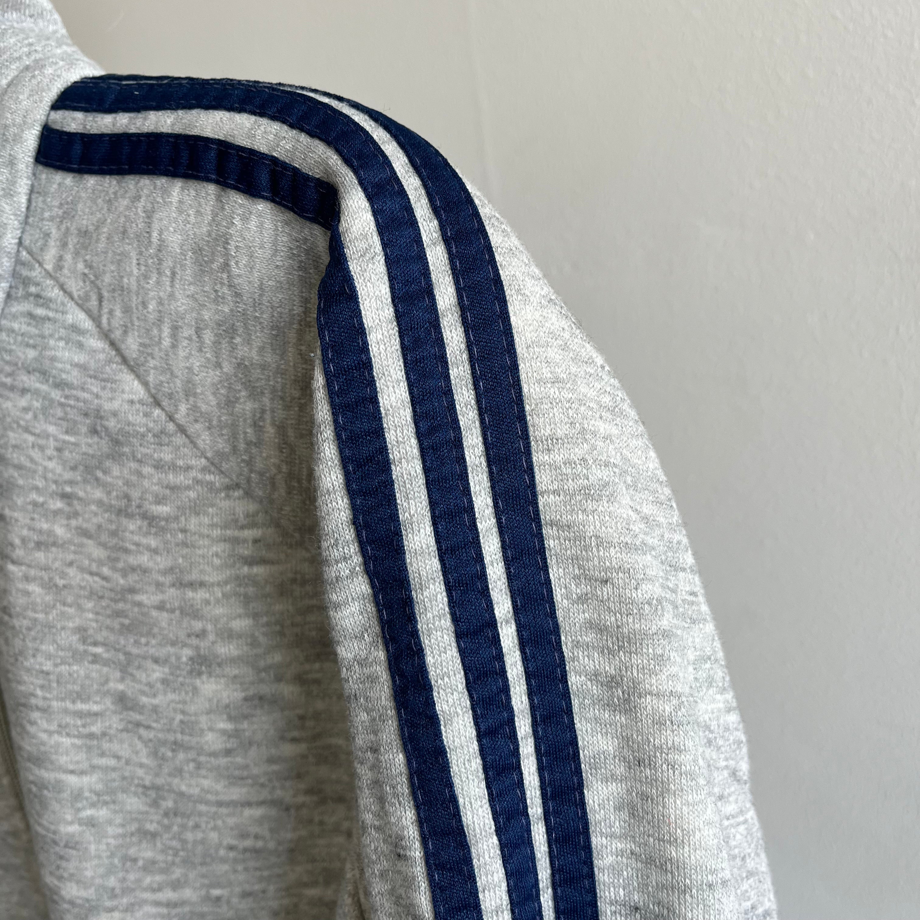 1980s Triple Stripe Mock Neck Zip Up by Bassett Walker