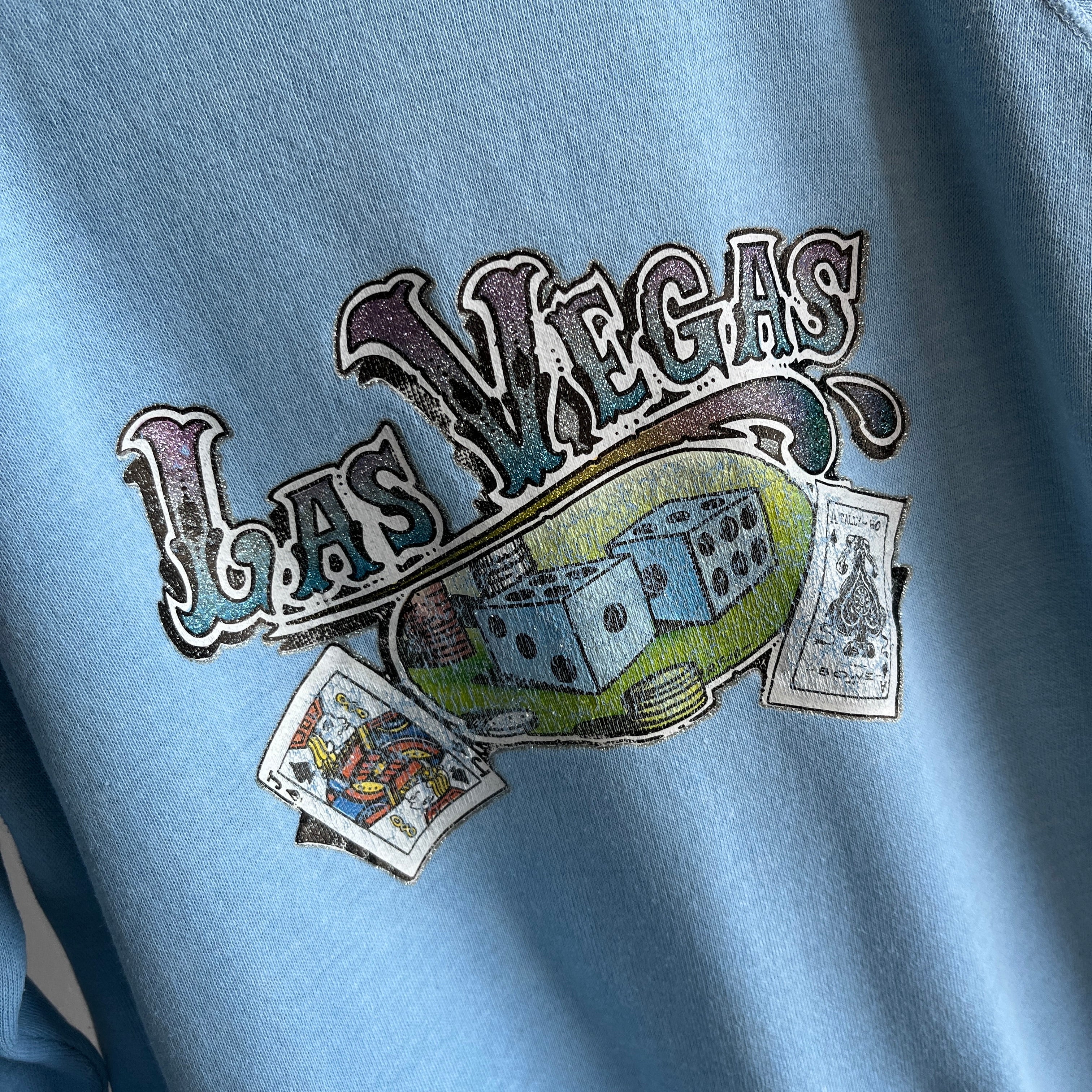 1970s Las Vegas Sweatshirt with Bleach Staining