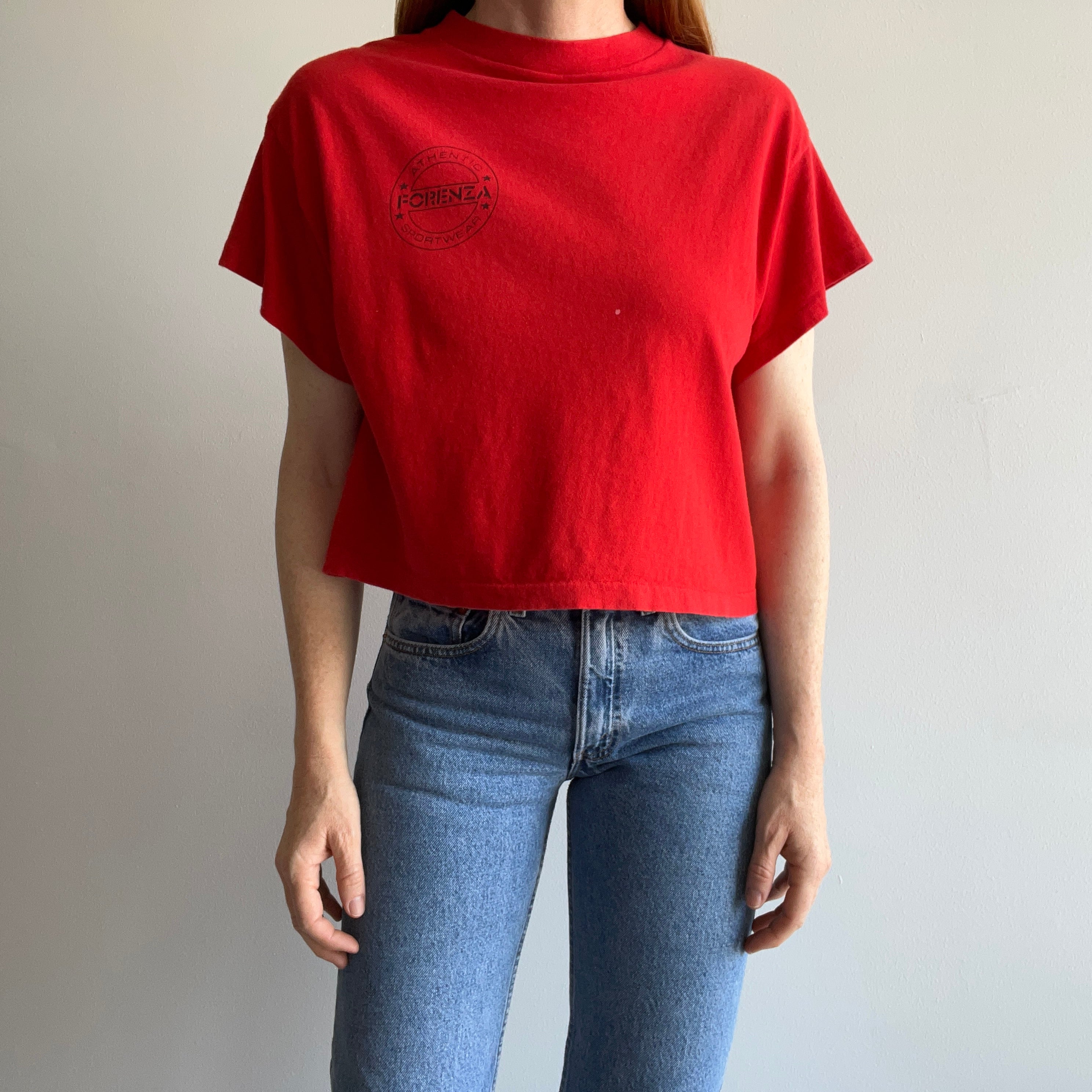 1980s Red Forenza Crop Top