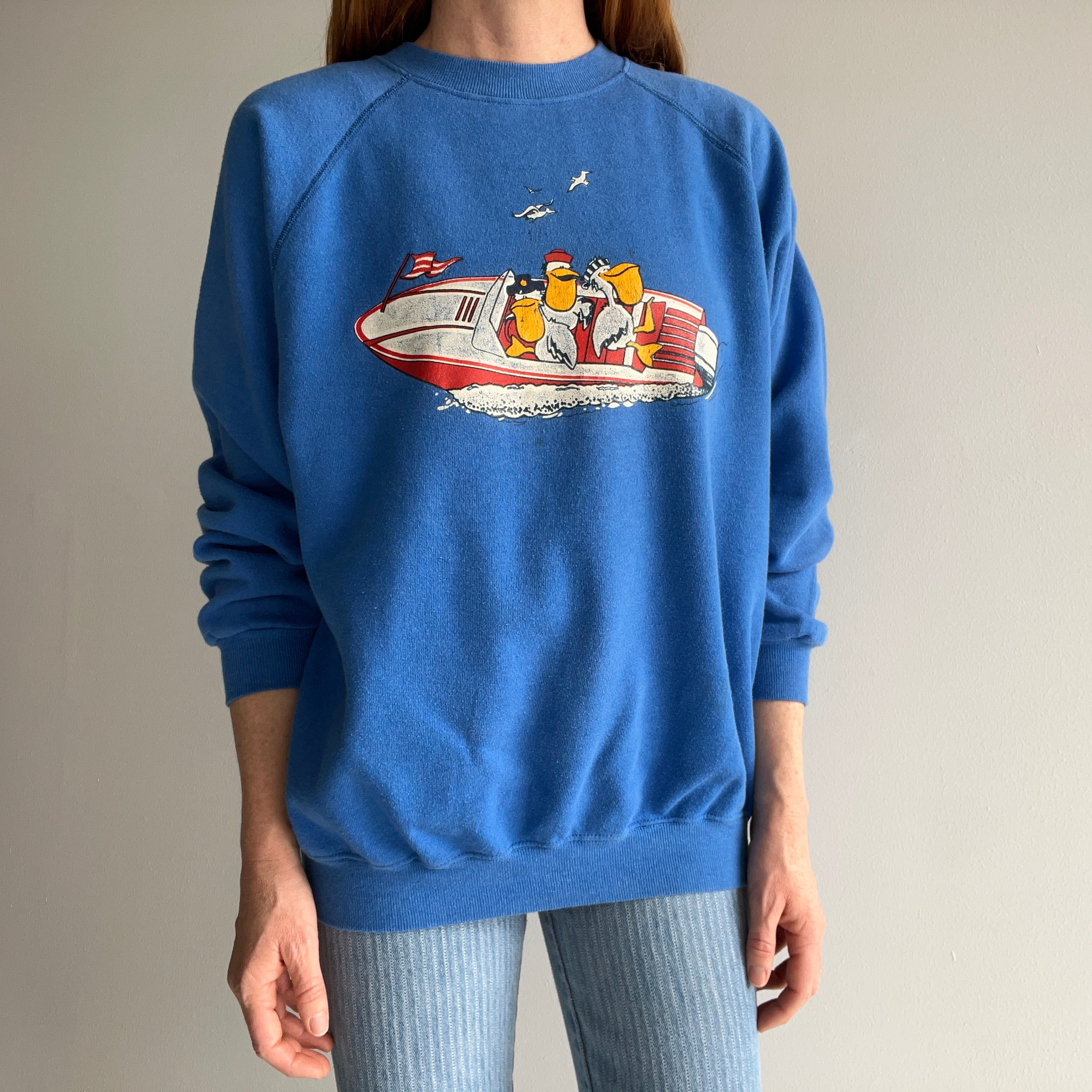 1980s Pelicans on a Speedboat Sweatshirt