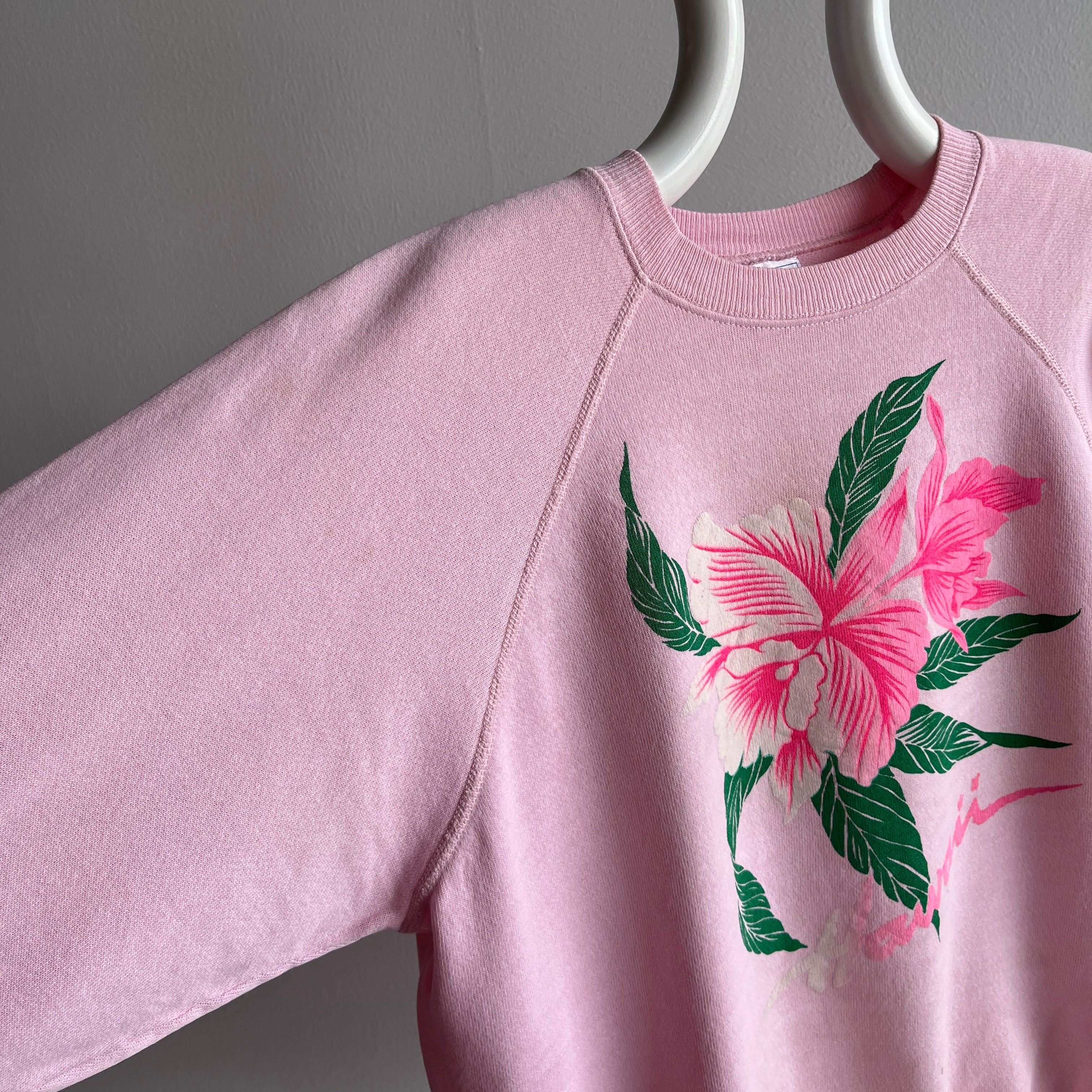 1980s Hawaii Thinned Out and Mended and Thinned Out Some More Sweatshirt - Thrashed