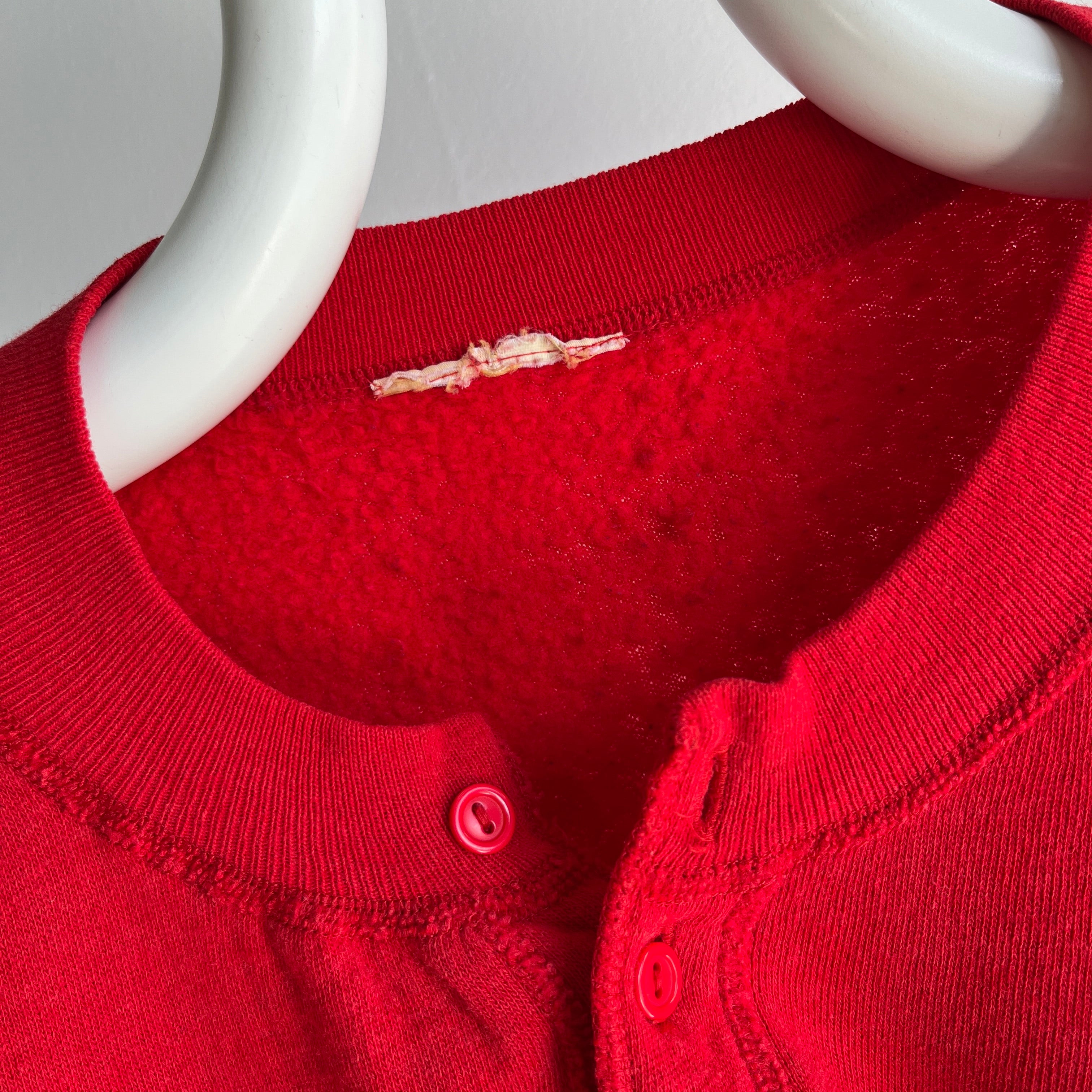 1990s Red Henley Warm Up with The Most Incredible Sleeves