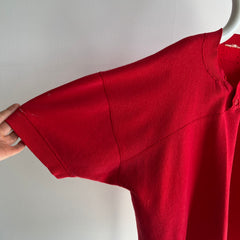 1990s Red Henley Warm Up with The Most Incredible Sleeves