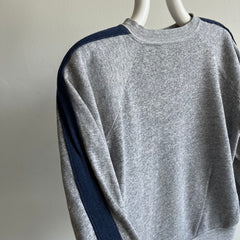 1970s Single Stripe Blank Worn Gray and Navy Raglan - GIMME