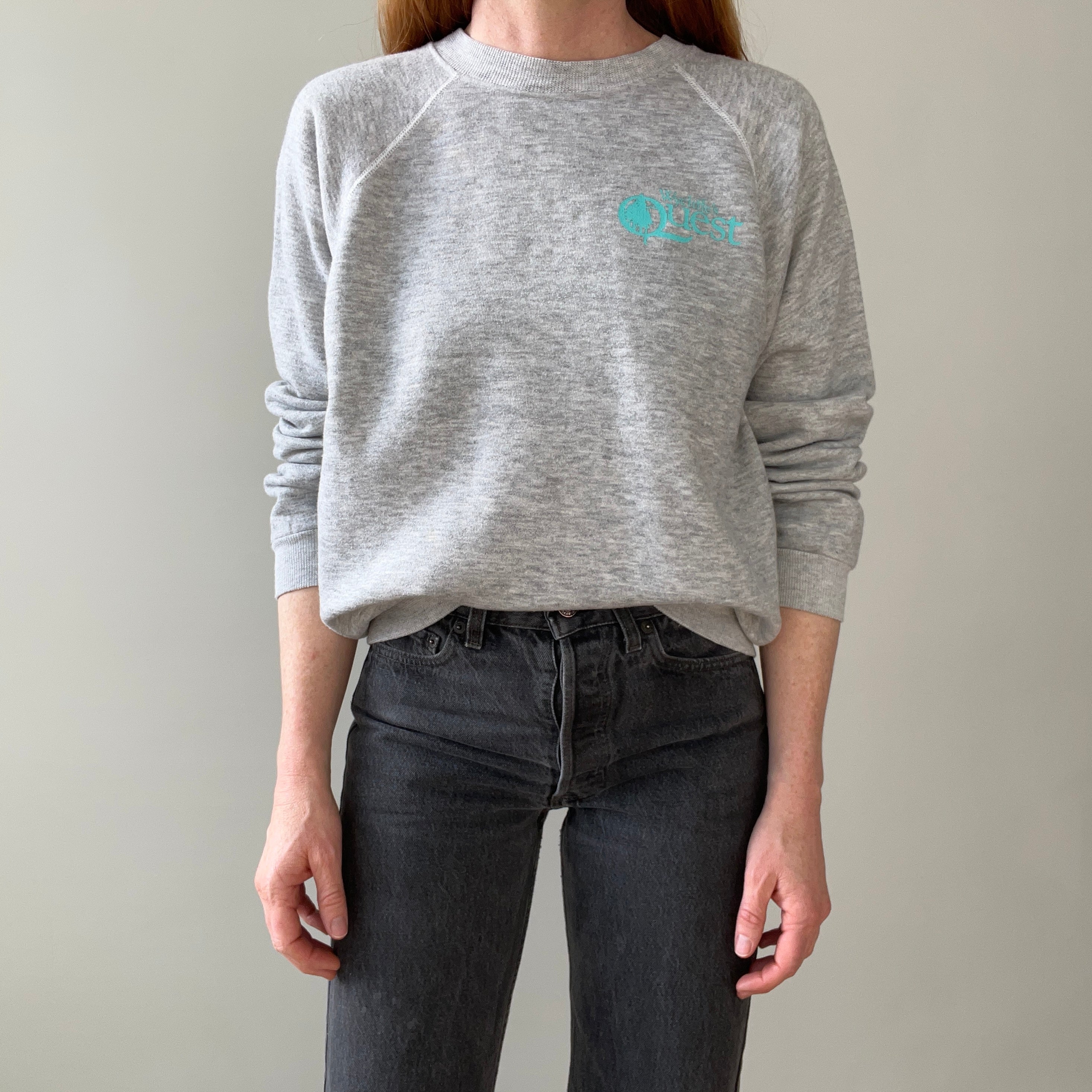 1980s Wycliffe's Quest Gray Raglan (The Perfect Cut) Sweatshirt