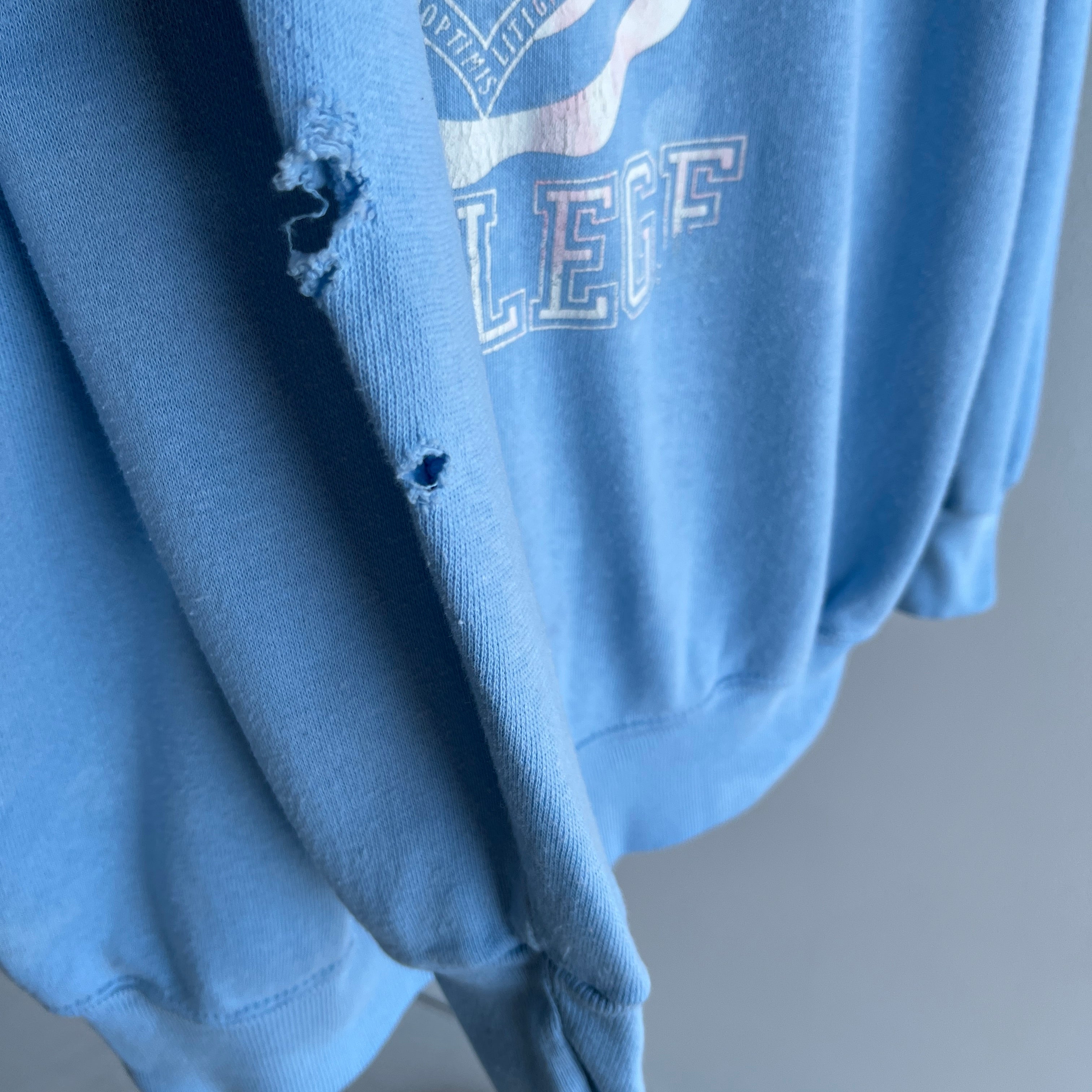 1970s Marist College Stained and Worn Sweatshirt - Holes