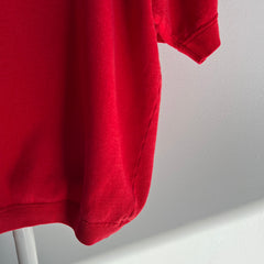 1990s Red Henley Warm Up with The Most Incredible Sleeves