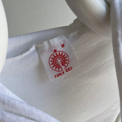 1980s Blank White Long Sleeve Hoodie T-Shirt