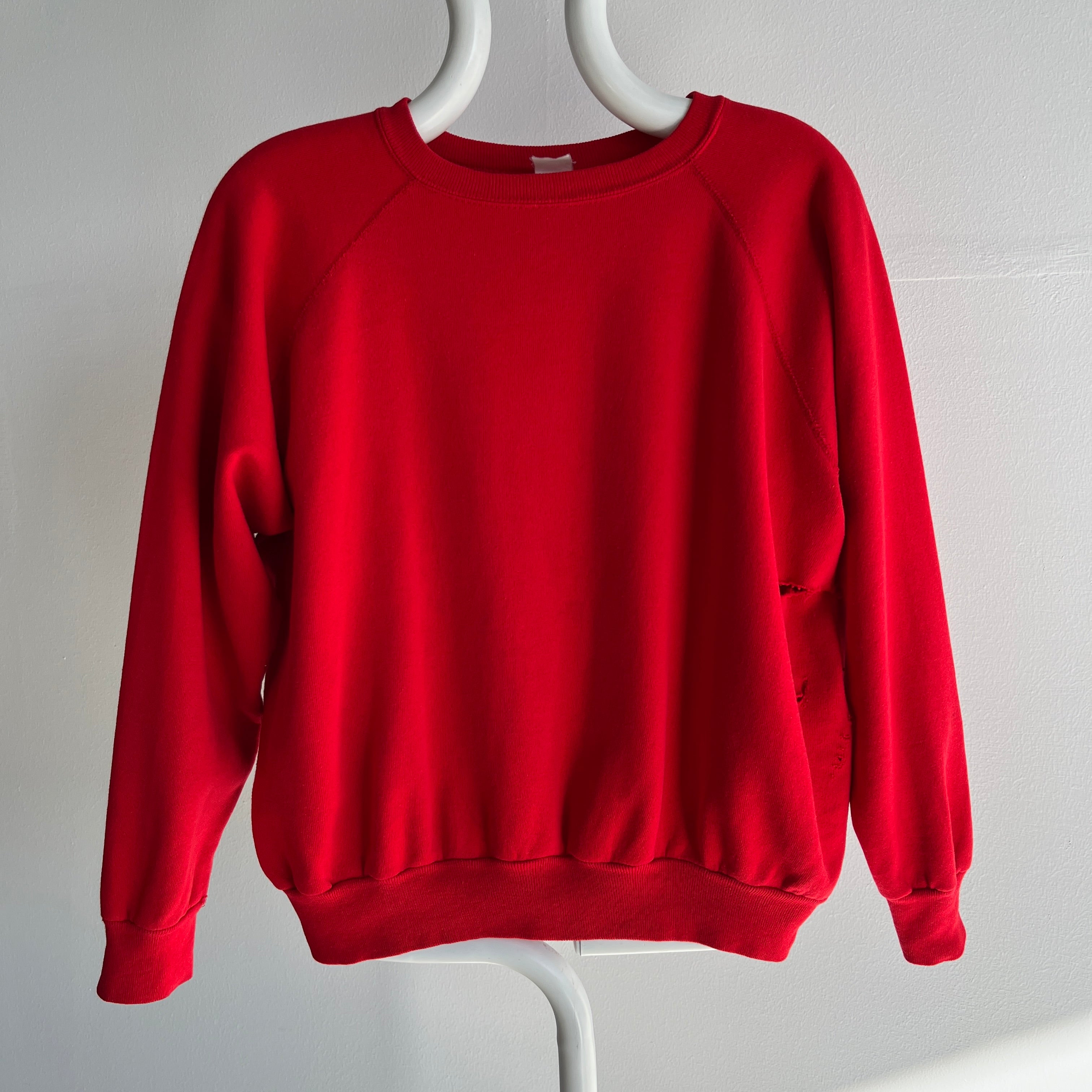 1980s Lipstick Red F Grade Got Caught in a Bike Chain Destroyed Sweatshirt