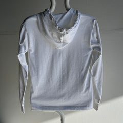 1980s Blank White Long Sleeve Hoodie T-Shirt