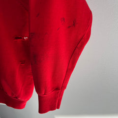 1980s Lipstick Red F Grade Got Caught in a Bike Chain Destroyed Sweatshirt