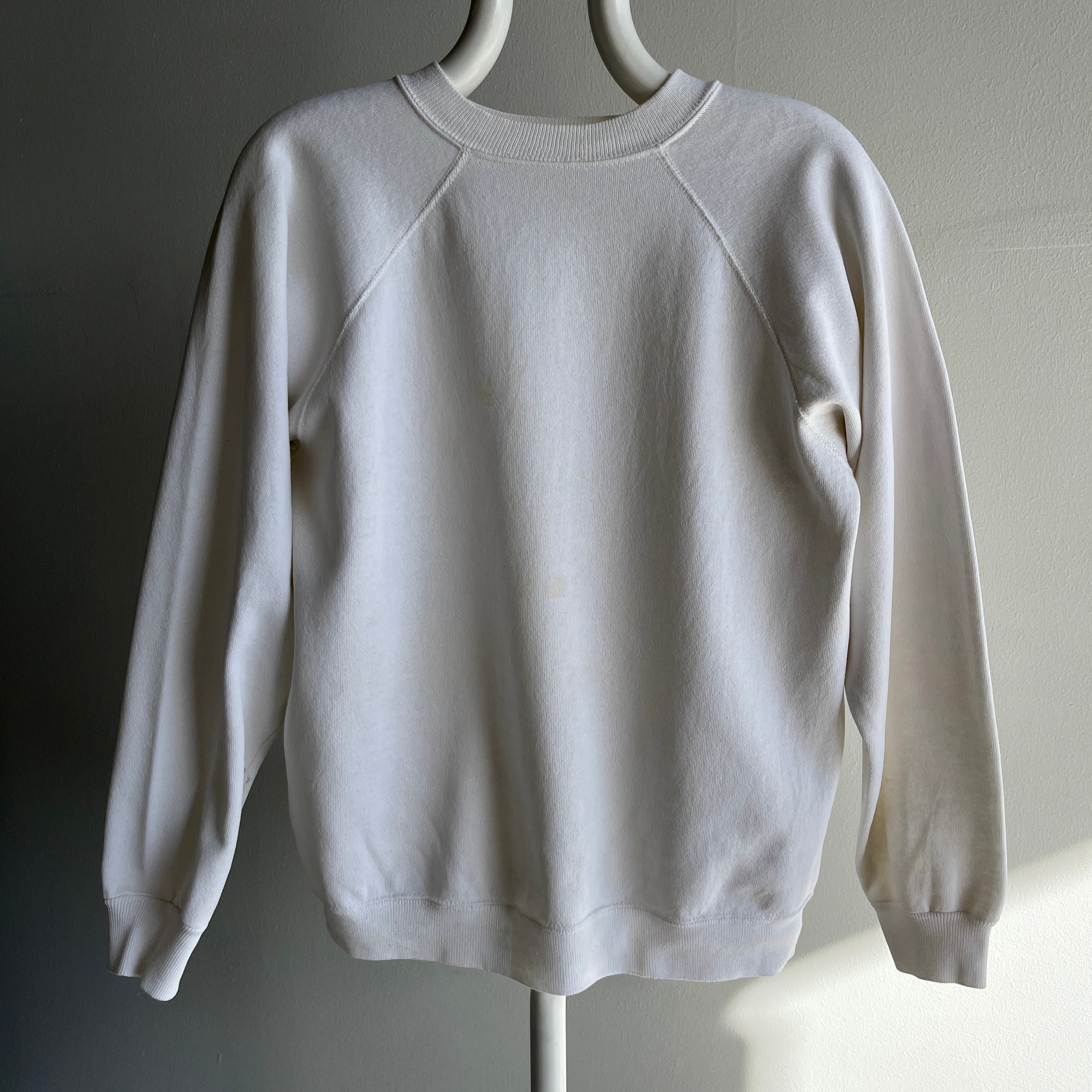 1990s Blank White Raglan by Hanes