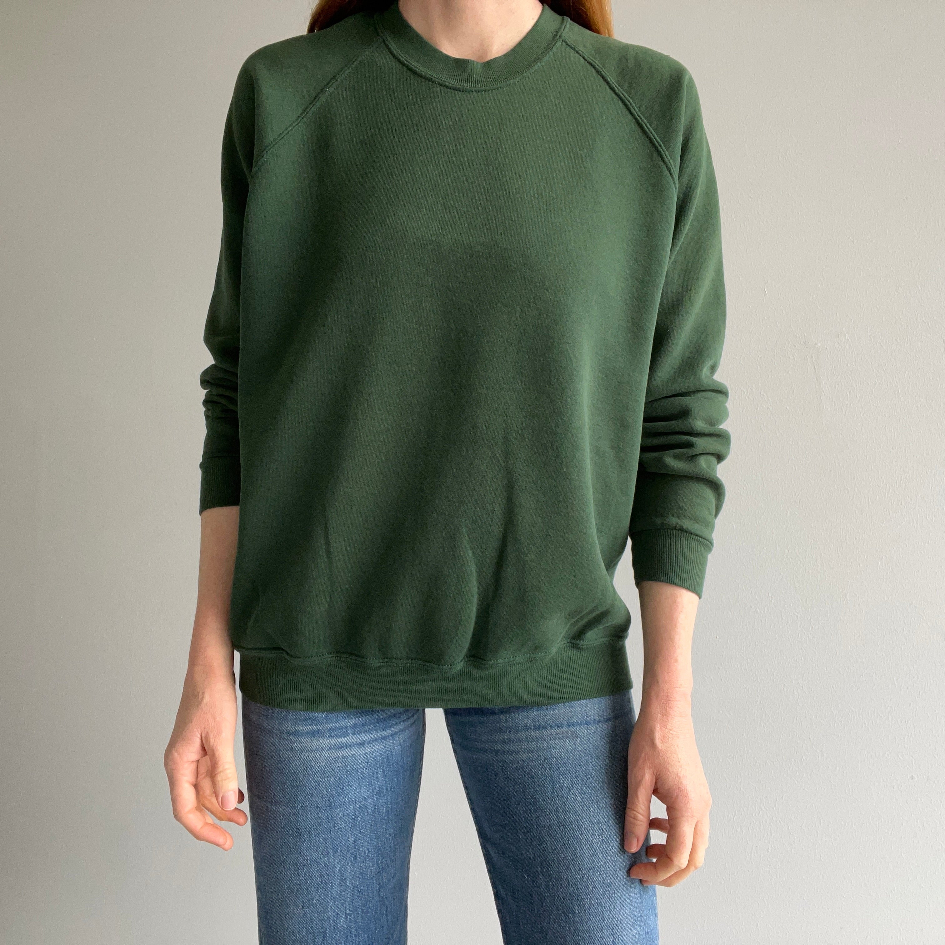1980s Thinned Out Dark Green Sweatshirt by Jerzees