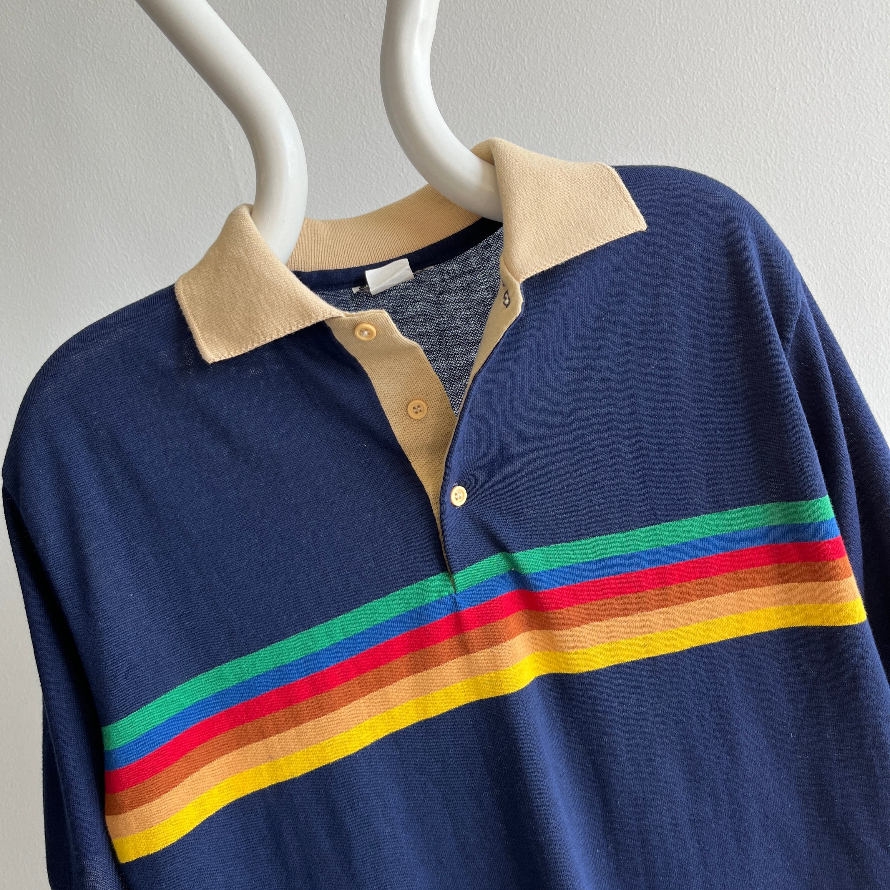 1980s Rainbow Polo T-Shirt - So Good