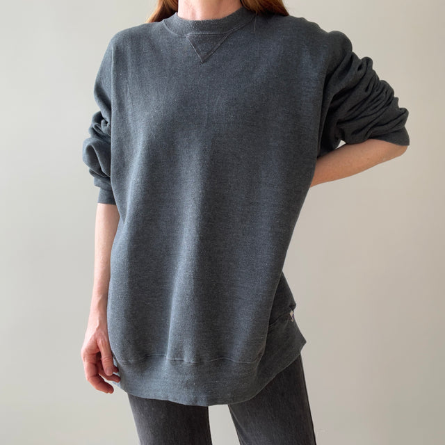 1990s Deep Gray Larger Single V Sweatshirt by Russell